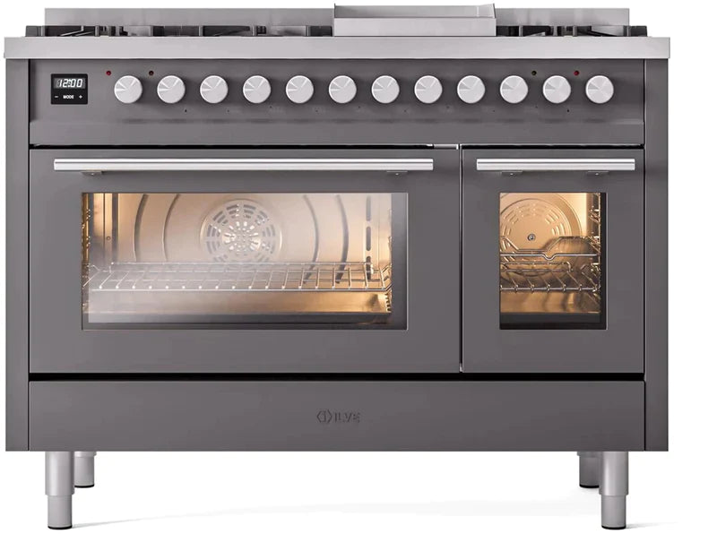 ILVE 48-Inch Professional Plus II Freestanding Dual Fuel Range with 8 Sealed Burner - UP48FWMP