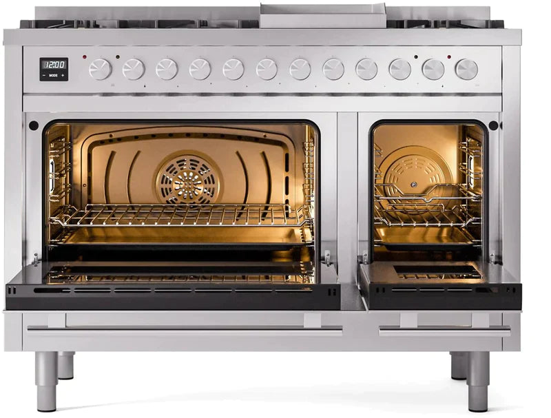 ILVE 48-Inch Professional Plus II Freestanding Dual Fuel Range with 8 Sealed Burner - UP48FWMP