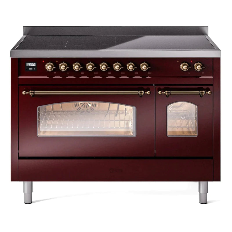 ILVE 48" Nostalgie II Series Freestanding Electric Double Oven Range with 8 Elements, Triple Glass Cool Door, Convection Oven, TFT Oven Control Display and Child Lock 