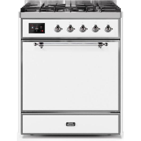 ILVE - Majestic II Series - 30 Inch Dual Fuel Freestanding Range Gas/Propane (UM30DQNE3) - White with Chrome Trim