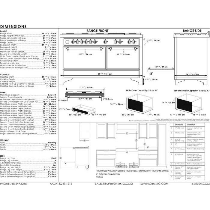 ILVE Majestic II Series 60 Inch Dual Fuel Freestanding Range Gas/Propane (UM15FDQNS3)