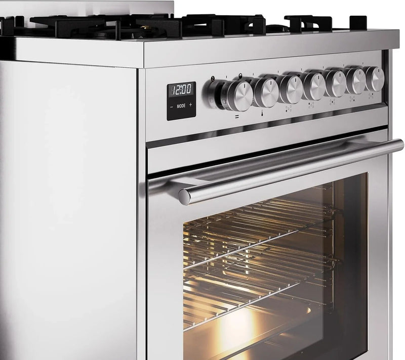 ILVE Professional Plus II 30-Inch Freestanding Dual Fuel Range with 5 Sealed Burner - UP30WMP