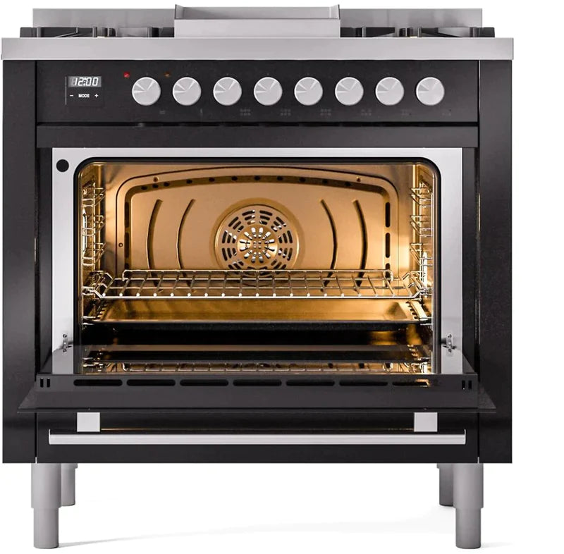 ILVE Professional Plus II 36-Inch Freestanding Dual Fuel Range with 6 Sealed Burner - UP36FWMP