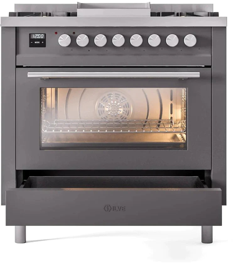 ILVE Professional Plus II 36-Inch Freestanding Dual Fuel Range with 6 Sealed Burner - UP36FWMP