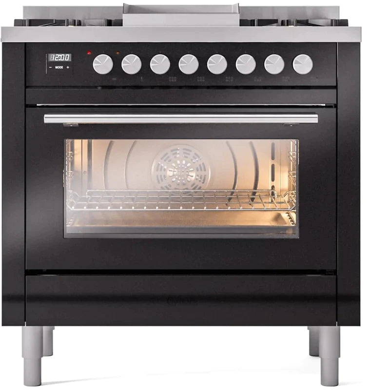 ILVE Professional Plus II 36-Inch Freestanding Dual Fuel Range with 6 Sealed Burner - UP36FWMP