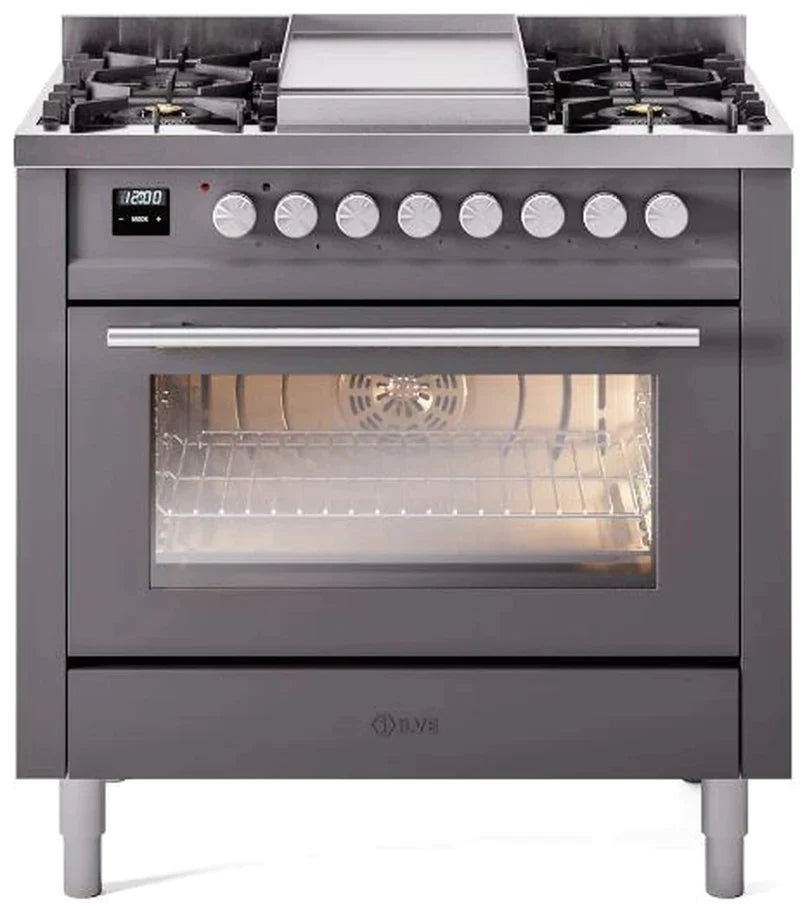 ILVE Professional Plus II 36-Inch Freestanding Dual Fuel Range with 6 Sealed Burner - UP36FWMP