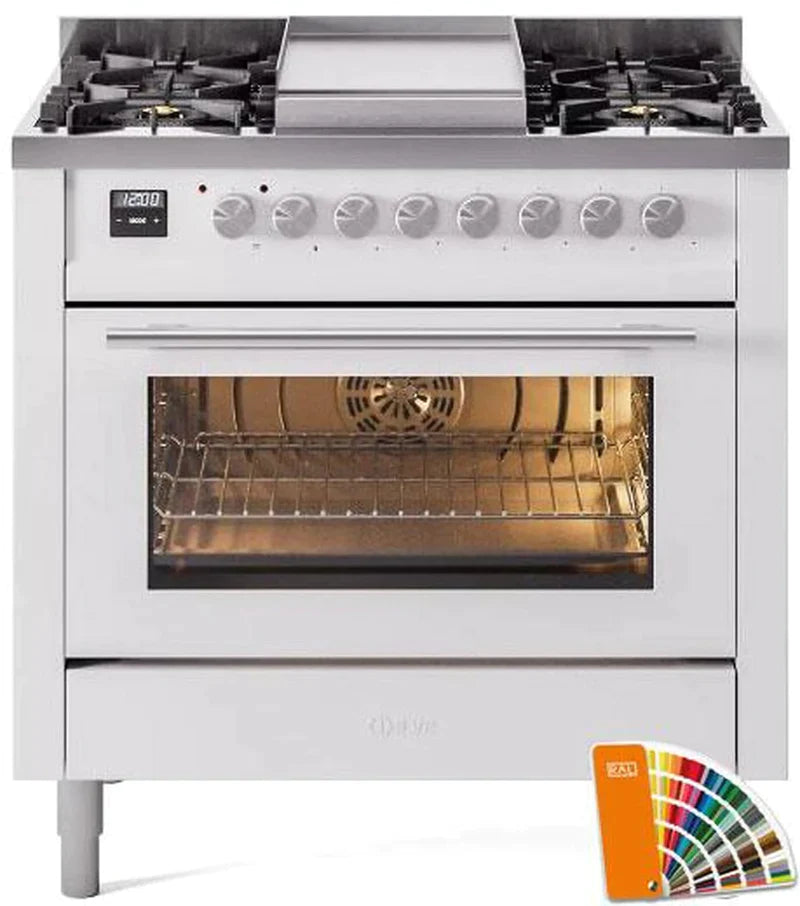 ILVE Professional Plus II 36-Inch Freestanding Dual Fuel Range with 6 Sealed Burner - UP36FWMP