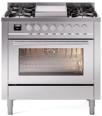 ILVE Professional Plus II 36-Inch Freestanding Dual Fuel Range with 6 Sealed Burner - UP36FWMP