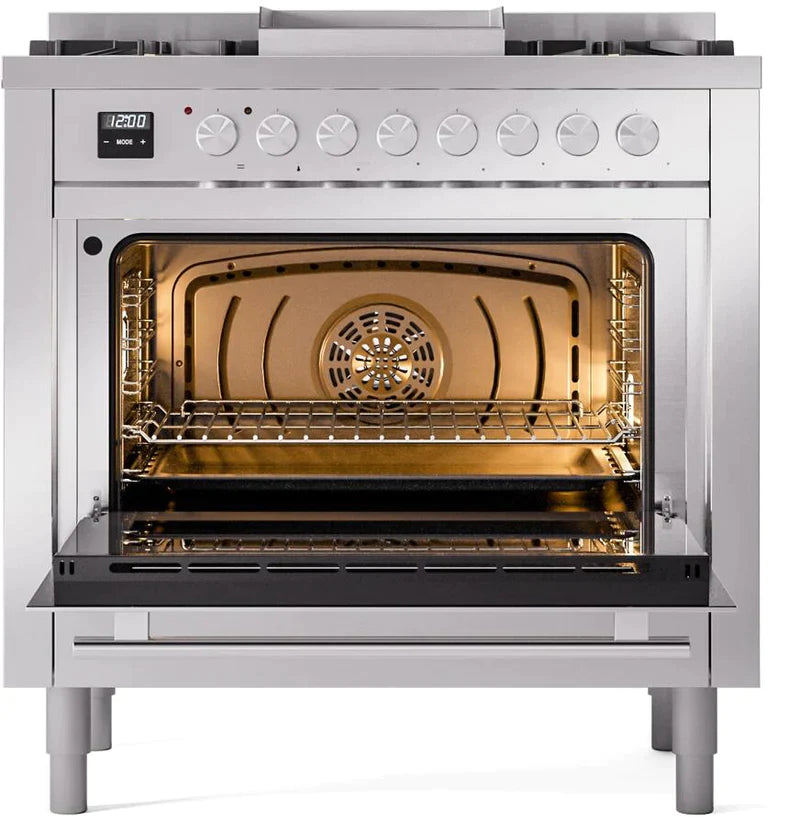 ILVE Professional Plus II 36-Inch Freestanding Dual Fuel Range with 6 Sealed Burner - UP36FWMP