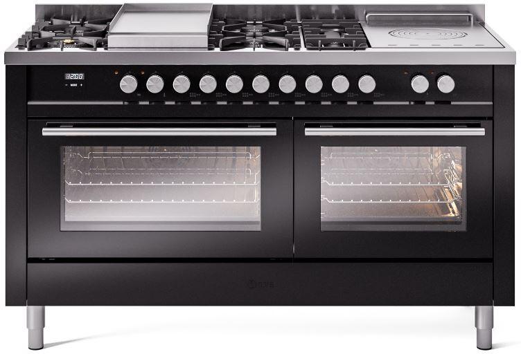 ILVE Professional Plus II 60 Inch Dual Fuel Freestanding Range in Stainless Steel with Trim - UP60FSWMP