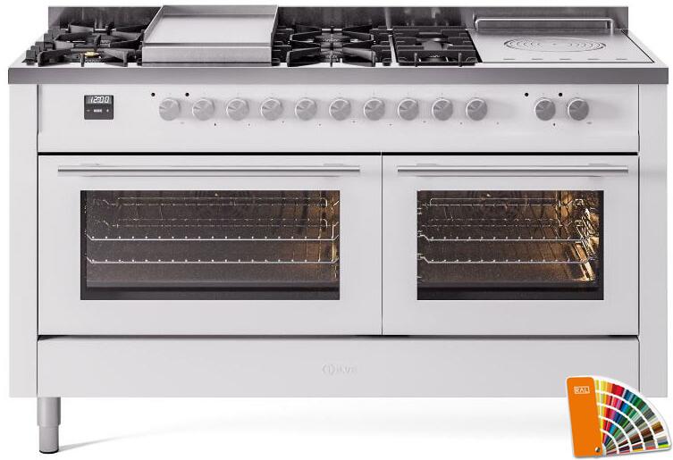 ILVE Professional Plus II 60 Inch Dual Fuel Freestanding Range in Stainless Steel with Trim - UP60FSWMP