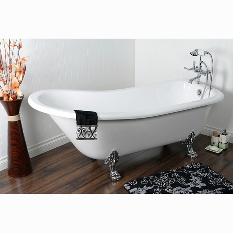 kingston-brass-aqua-eden-67-inch-acrylic-single-slipper-clawfoot-tub-with-7-inch-faucet-drillings-white-polished-chrome-vtde692823c1