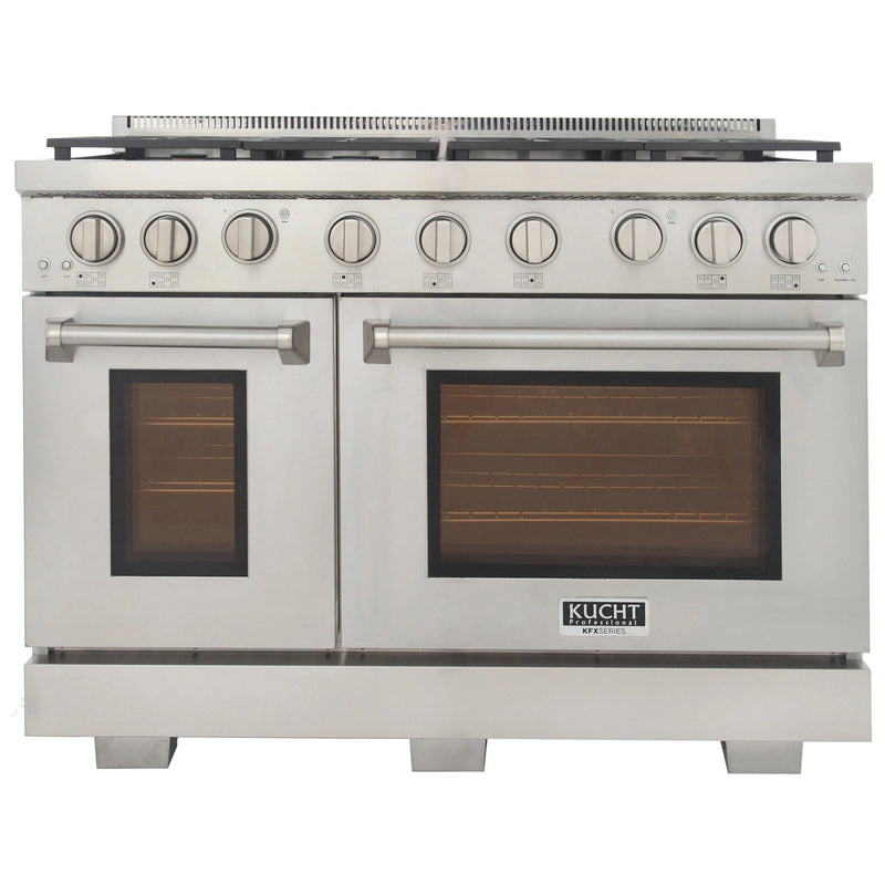 Kucht Appliance Package - 48 in. Natural Gas Range in Stainless Steel and Refrigerator, K748-KFX480-FDS