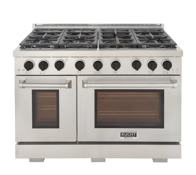 Kucht Appliance Package - 48 in. Natural Gas Range in Stainless Steel and Refrigerator, K748-KFX480-FDS