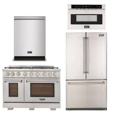 Kucht Appliance Package - 48 inch Natural Gas Range in Stainless Steel, Microwave Drawer, Refrigerator, Dishwasher, KMD-24S-KFX480