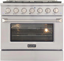 Kucht Appliance Package Professional 36 in. 5.2 cu ft. Natural Gas Range, Gas Stovetop, Dishwasher & Microwave Drawer, KFX369T-KNG-361