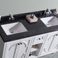 Laviva Odyssey 60" White Double Sink Bathroom Vanity with Black Wood Marble Countertop 313613-60W-BW