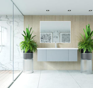 Laviva Vitri 54" Fossil Grey Bathroom Vanity with VIVA Stone Matte White Solid Surface Countertop 313VTR-54FG-MW
