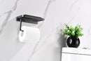 Lexora Bagno Bianca Stainless Steel Black Glass Shelf w/ Toilet Paper Holder - Gun Metal LSP18152GM-BG