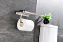 Lexora Bagno Bianca Stainless Steel White Glass Shelf w/ Toilet Paper Holder - Brushed Nickel LSP18152BN-WG