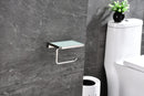 Lexora Bagno Bianca Stainless Steel White Glass Shelf w/ Toilet Paper Holder - Brushed Nickel LSP18152BN-WG