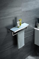 Lexora Bagno Bianca Stainless Steel White Glass Shelf w/ Towel Bar - Chrome LST18152PC-WG