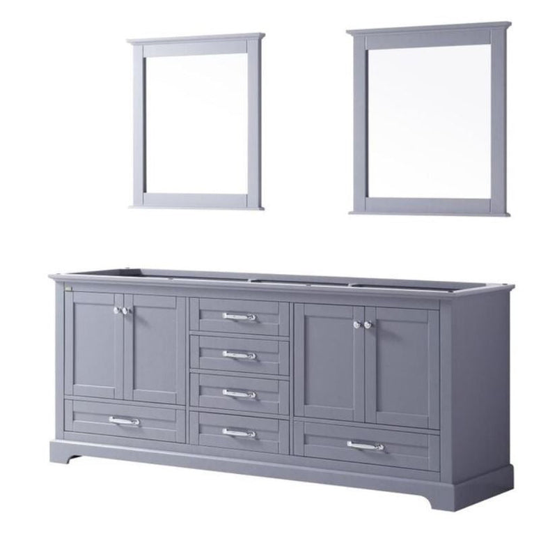 Lexora Dukes 80" Dark Grey Double Vanity, no Top and 30" Mirrors LD342280DB00M30