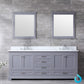 Lexora Dukes 80" Dark Grey Double Vanity, White Carrara Marble Top, White Square Sinks and 30" Mirrors LD342280DBDSM30