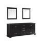 Lexora Dukes 80" Espresso Double Vanity, no Top and 30" Mirrors LD342280DG00M30
