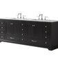 Lexora Dukes 84" Espresso Double Vanity, White Carrara Marble Top, White Square Sinks and no Mirror LD342284DGDS000