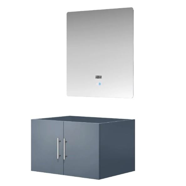 Lexora Geneva 30" Dark Grey Single Vanity, no Top and 30" LED Mirror LG192230DB00LM30