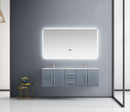 Lexora Geneva 60" Dark Grey Double Vanity, White Carrara Marble Top, White Square Sinks and 60" LED Mirror LG192260DBDSLM60