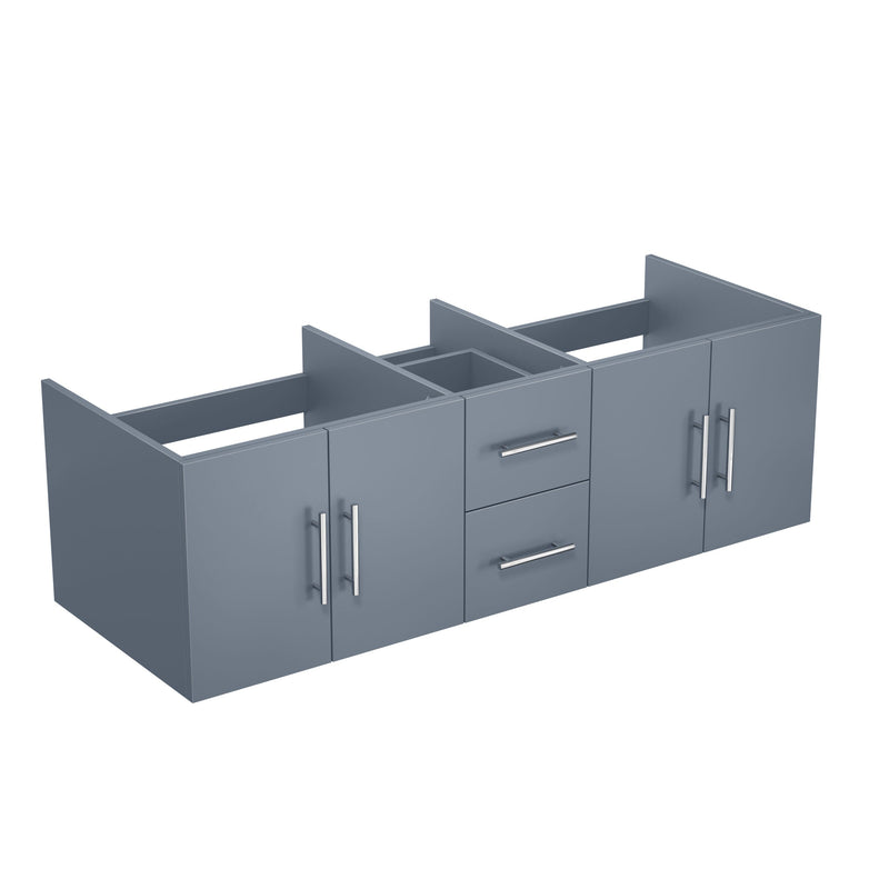 Lexora Geneva 60" Dark Grey Double Vanity, White Carrara Marble Top, White Square Sinks and 60" LED Mirror LG192260DBDSLM60