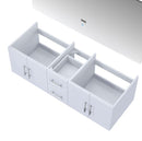 Lexora Geneva 60" Glossy White Double Vanity, no Top and 60" LED Mirror LG192260DM00LM60