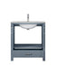 Lexora Jacques 30" Dark Grey Single Vanity, White Carrara Marble Top, White Square Sink and No Mirror LJ342230SBDS000