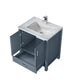 Lexora Jacques 30" Dark Grey Single Vanity, White Carrara Marble Top, White Square Sink and No Mirror LJ342230SBDS000