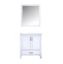 Lexora Jacques 30" White Single Vanity White, no Top and 28" Mirror LJ342230SA00M28