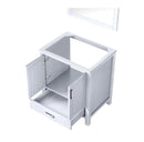 Lexora Jacques 30" White Single Vanity White, no Top and 28" Mirror LJ342230SA00M28