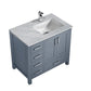 Lexora Jacques 36" Dark Grey Single Vanity, White Carrara Marble Top, White Square Sink and no Mirror - Right Version LJ342236SBDS000-R