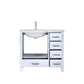 Lexora Jacques 36" White Single Vanity, White Carrara Marble Top, White Square Sink and no Mirror - Left Version LJ342236SADS000-L
