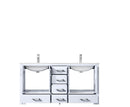 Lexora Jacques 60" White Double Vanity, White Carrara Marble Top, White Square Sinks and no Mirror LJ342260DADS000