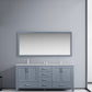 Lexora Jacques 72" Dark Grey Double Vanity, no Top and 70" Mirror LJ342272DB00M70