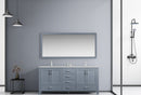 Lexora Jacques 72" Dark Grey Double Vanity, no Top and 70" Mirror LJ342272DB00M70