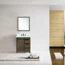 Lexora Marsyas 30" Rustic Brown Single Vanity, White Quartz Top, White Square Sink and 28" Mirror LM342230SKCSM28