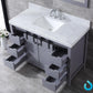 Lexora Marsyas 48" Dark Grey Single Vanity, White Carrara Marble Top, White Square Sink and no Mirror LM342248SBBS000