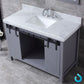 Lexora Marsyas 48" Dark Grey Single Vanity, White Carrara Marble Top, White Square Sink and no Mirror LM342248SBBS000