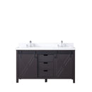 Lexora Marsyas 60" Brown Double Vanity, White Quartz Top, White Square Sinks and no Mirror LM342260DCCS000