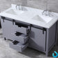Lexora Marsyas 60" Dark Grey Double Vanity, White Carrara Marble Top, White Square Sinks and no Mirror LM342260DBBS000