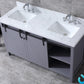 Lexora Marsyas 60" Dark Grey Double Vanity, White Carrara Marble Top, White Square Sinks and no Mirror LM342260DBBS000