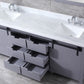 Lexora Marsyas 80" Dark Grey Double Vanity, White Carrara Marble Top, White Square Sinks and no Mirror LM342280DBBS000